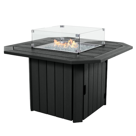 Highwood Usa Oasis Fire Pit Table Outdoor Furniture for Patio, Backyard, Garden AD-FIREPIT01-BKE
